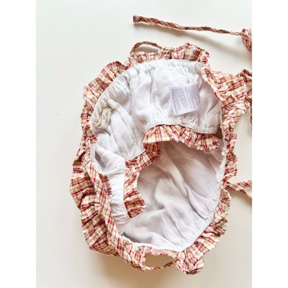 URBAN OUTFITTERS Red Check Cotton Crinkle Tie Shoulder Cropped Tank, Size S - Picture 12 of 15